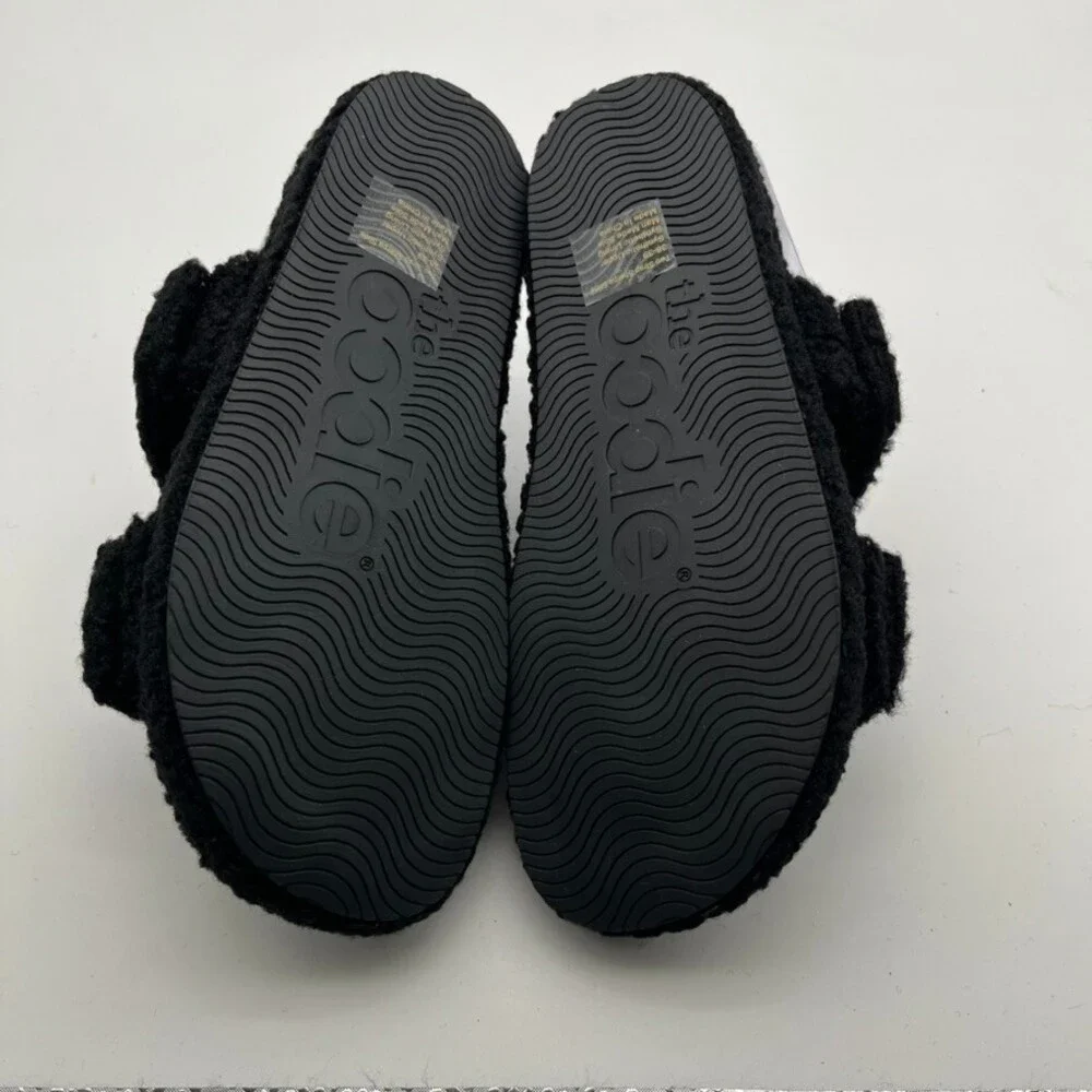 The Oodie Black Sherpa Double Strap Slip-On Slides Women's Size 7-8 NEW - Picture 7 of 8